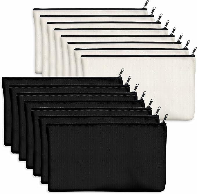 15 Pack Blank Cotton Canvas DIY Craft Zipper Bags Pouches Pencil Case by VANTASII