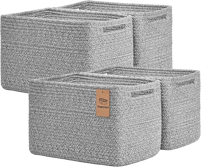 Storage Baskets for Organizing, 4 Pack Baskets for Shelves, Decorative Storage by Degeyoyo