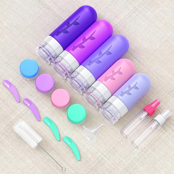 19 Pack travel Bottles for Toiletries, Silicone TSA Approved Travel Size - Image 3