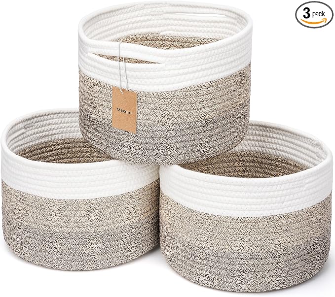 Small Rope Baskets for Storage, Baskets for Gifts Empty, Cute Round Woven Basket by MaxuniTechLife