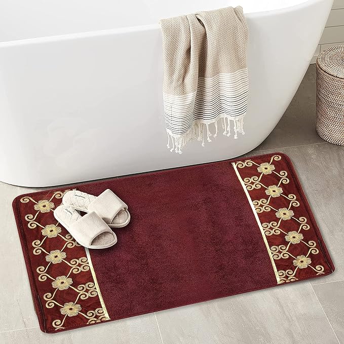 Zahari Home Elegant Rose Classic Bathroom Rug Modern Bath Rug Luxury - Image 2