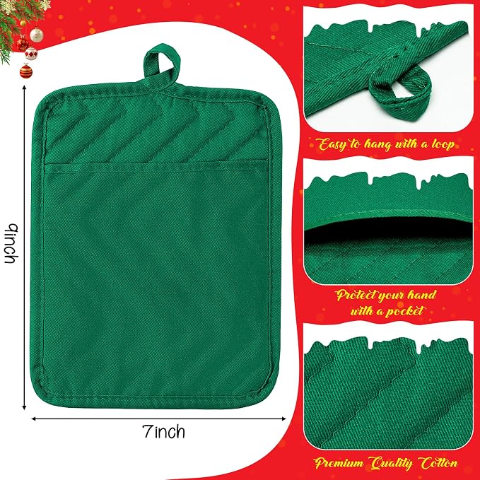 R HORSE 6Pcs Pot Holder for Kitchen Christmas Green Potholders - Image 2
