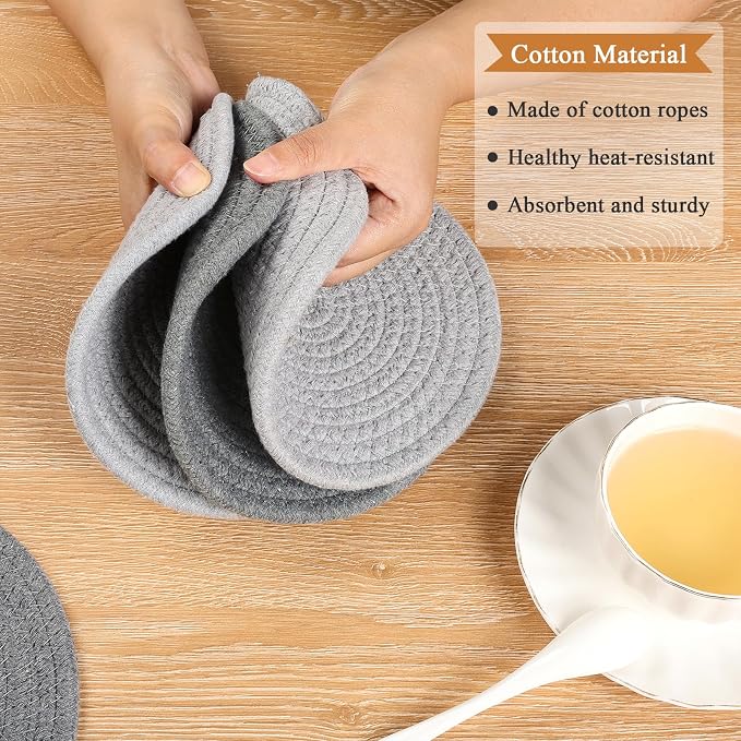 SHACOS 8 Inches Trivets for Hot Dishes, 4 Pieces Heat-Resistant Trivets Mats - Image 3