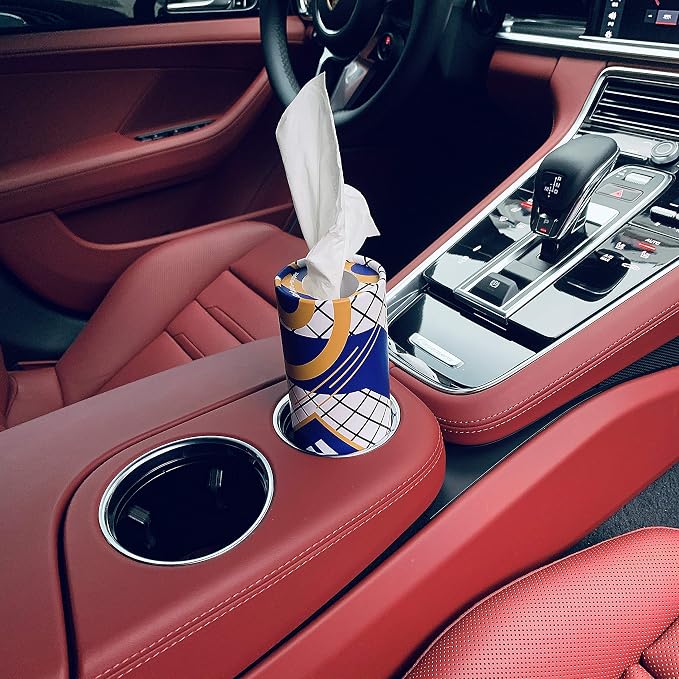 Car Tissue Holder with Facial Tissue Bulk, Car Tissues Box Round Container - Image 5