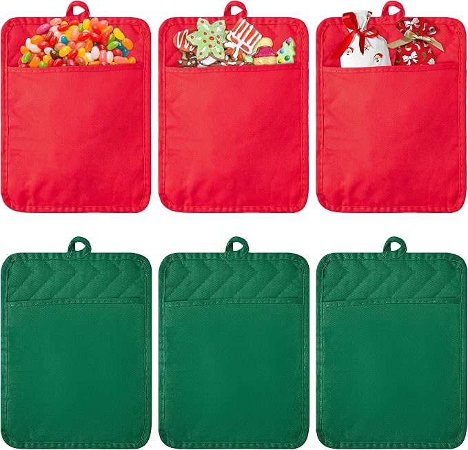 R HORSE 6Pcs Christmas Red Green Potholders by RHORSE