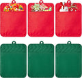 R HORSE 6Pcs Christmas Red Green Potholders by RHORSE
