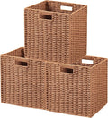 UBBCARE 3 Pack Wicker Basket, 11L×11H×10.5W inch Woven Paper Rope Storage by UBBCARE