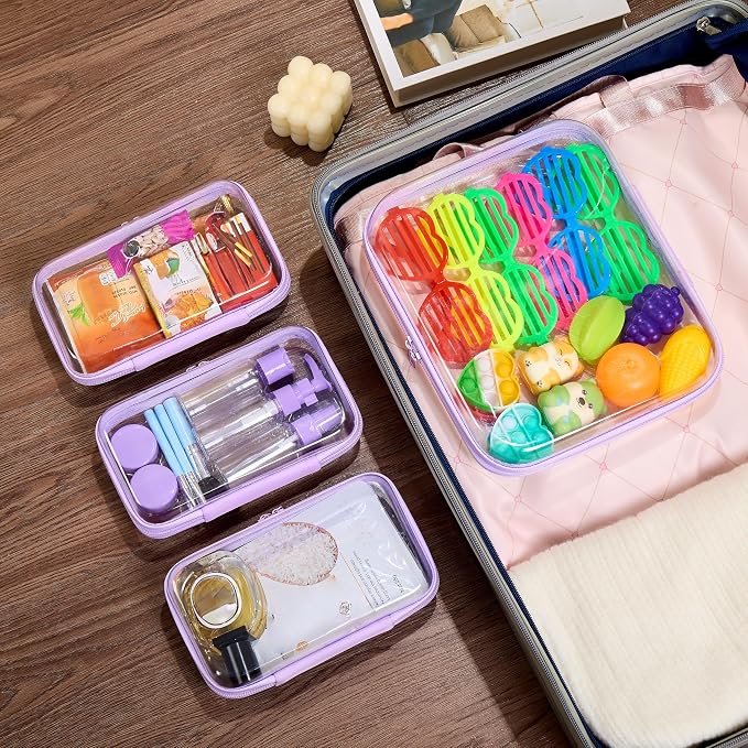 4 pcs Clear Zipper Pouches, Hard Shell Zipper Case, Toiletry Bag - Image 6